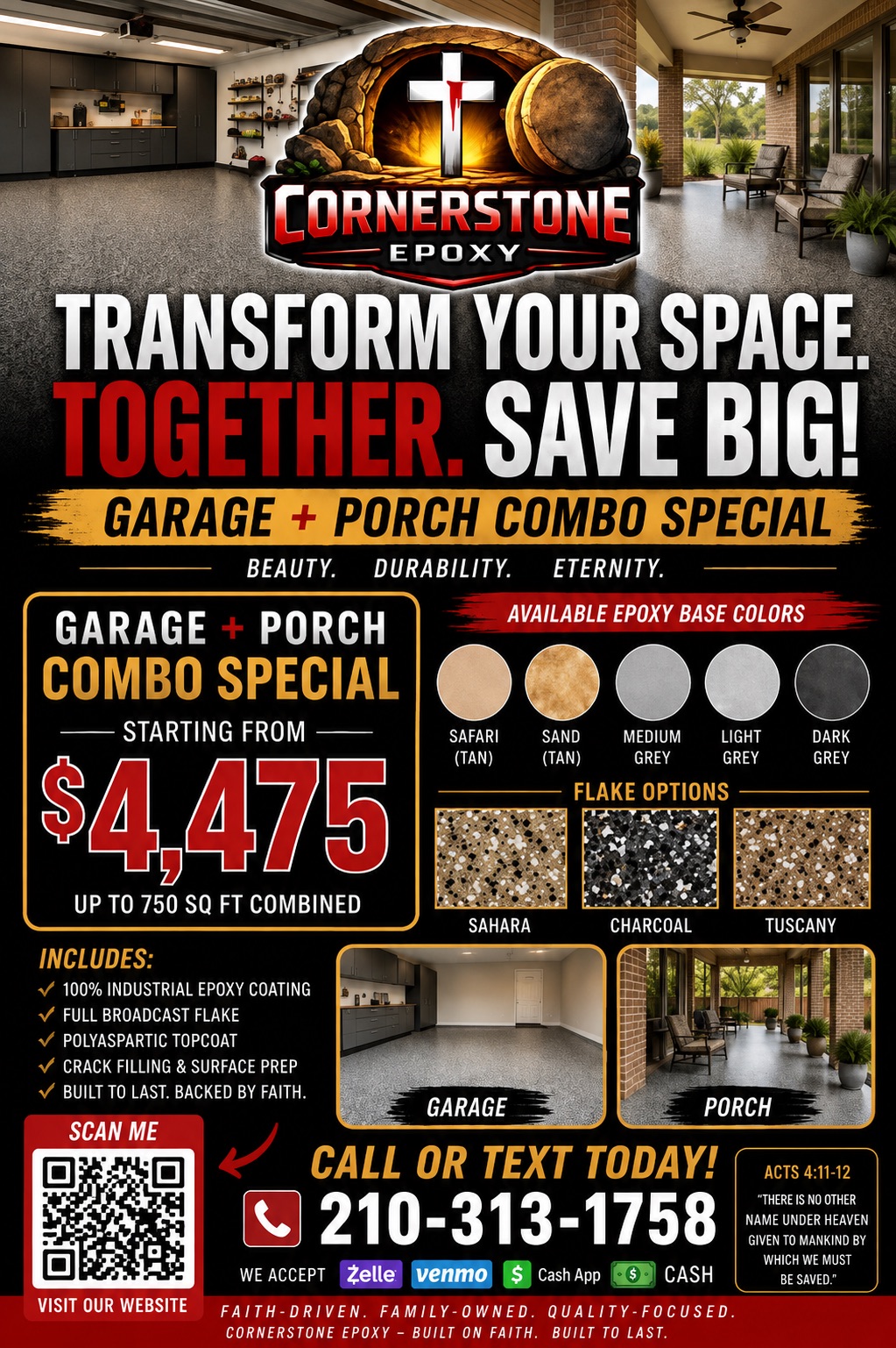 Garage and porch combo special starting at $4,475